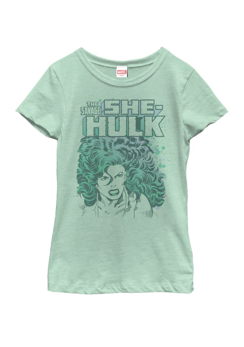Girls The Savage She-Hulk Colorful Retro Portrait Short Sleeve Graphic T-Shirt