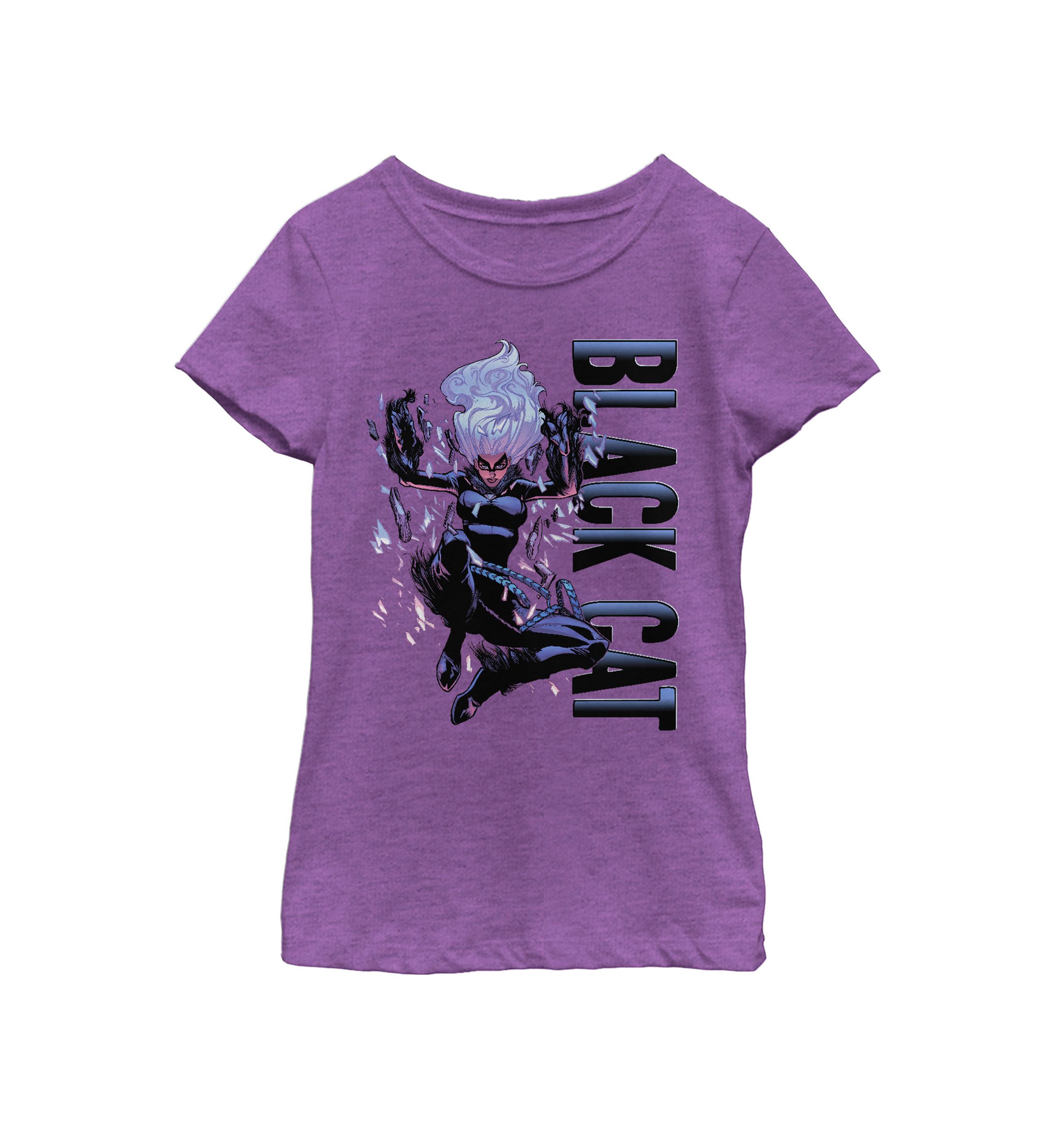 Girls 7-16 Black Cat Shattered Glass Free Fall Short Sleeve T-Shirt