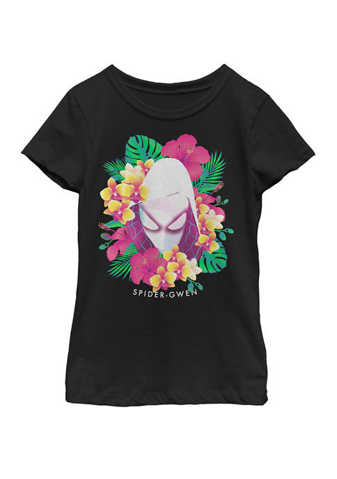 Girls 7-16 Spider-Gwen Tropical Hawaiian Flowers Short Sleeve T-Shirt