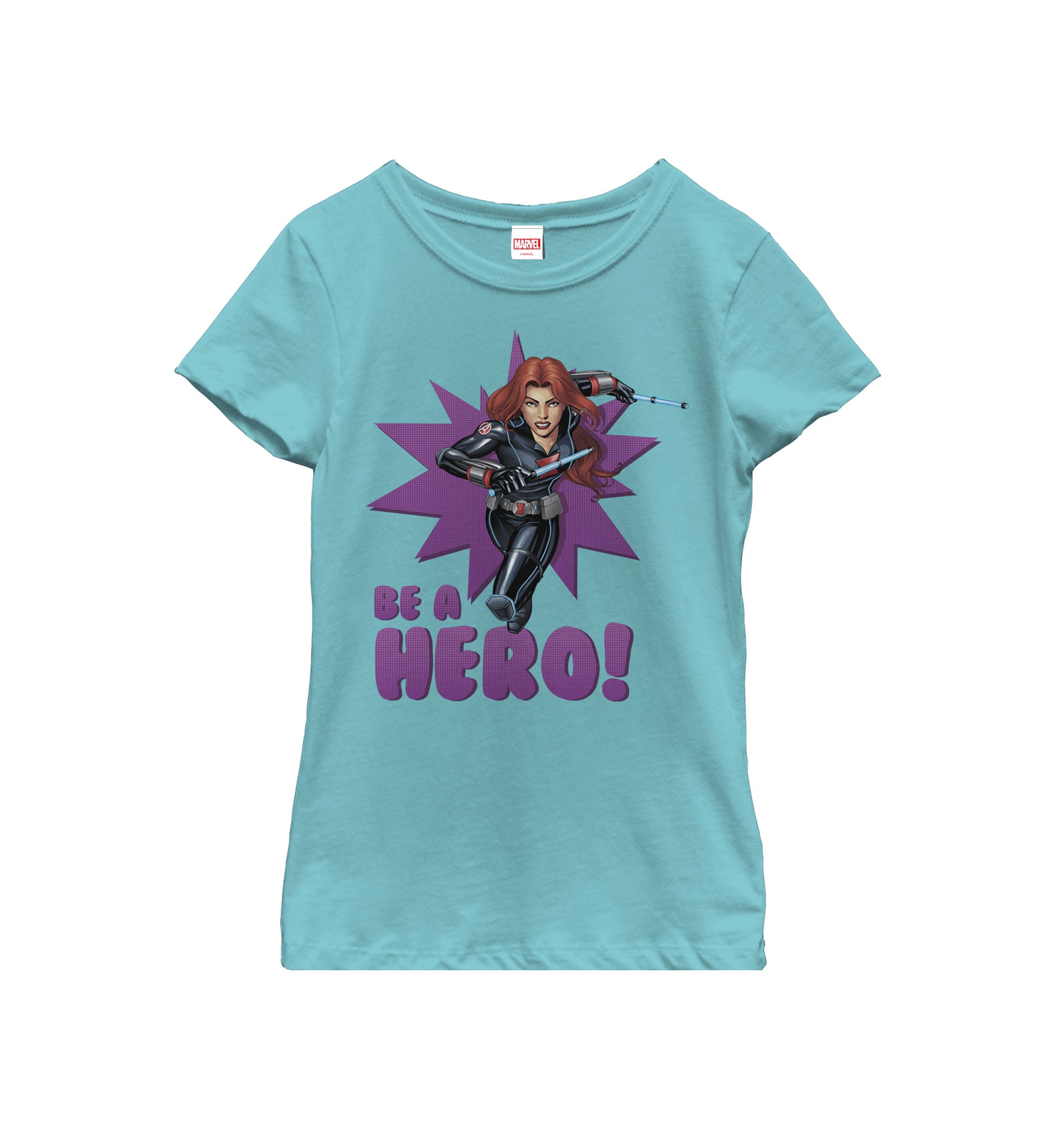 Girls Black Widow Avengers Assemble BE A HERO! Short Sleeve Graphic T-Shirt