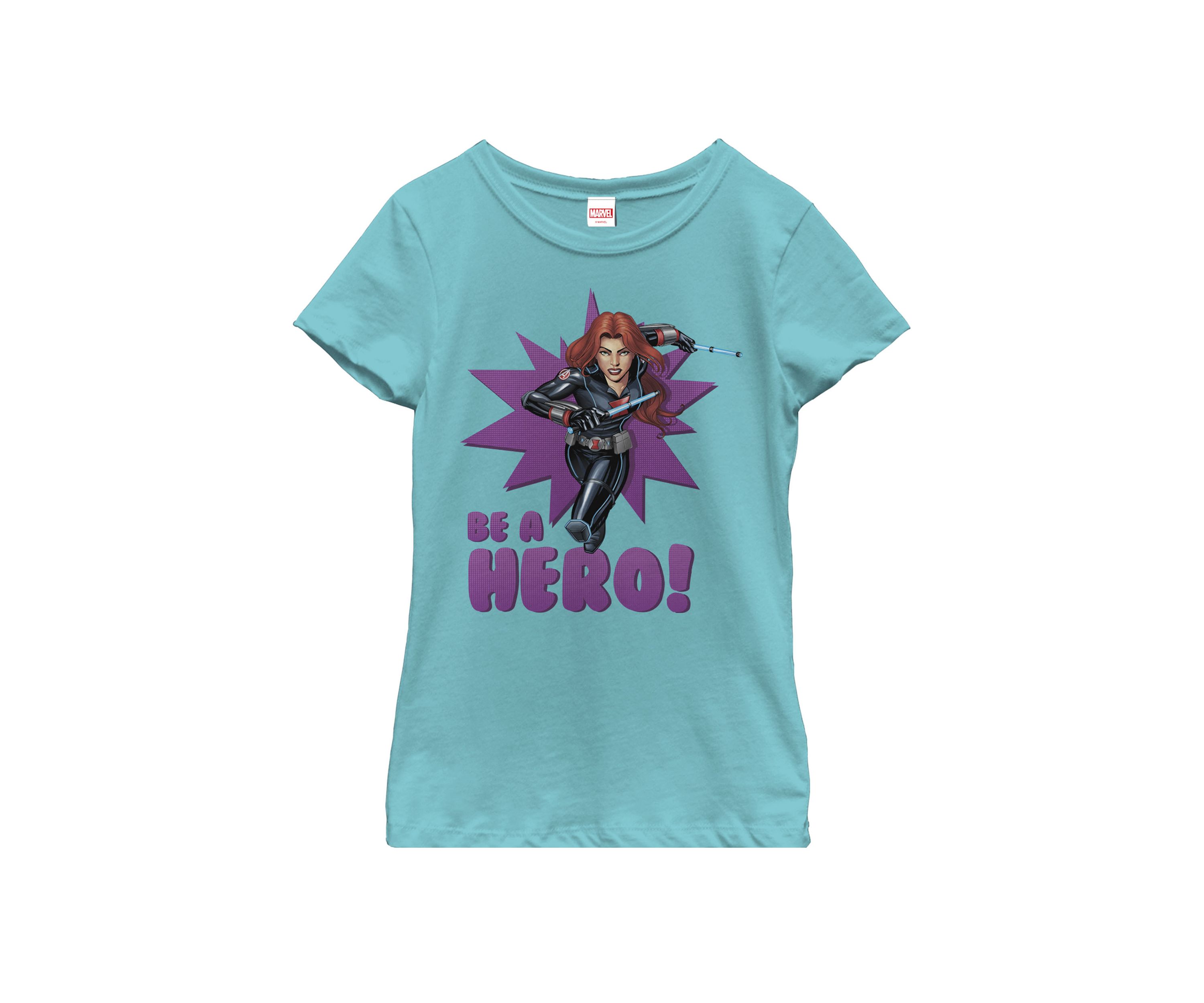 Girls Black Widow Avengers Assemble BE A HERO! Short Sleeve Graphic T-Shirt