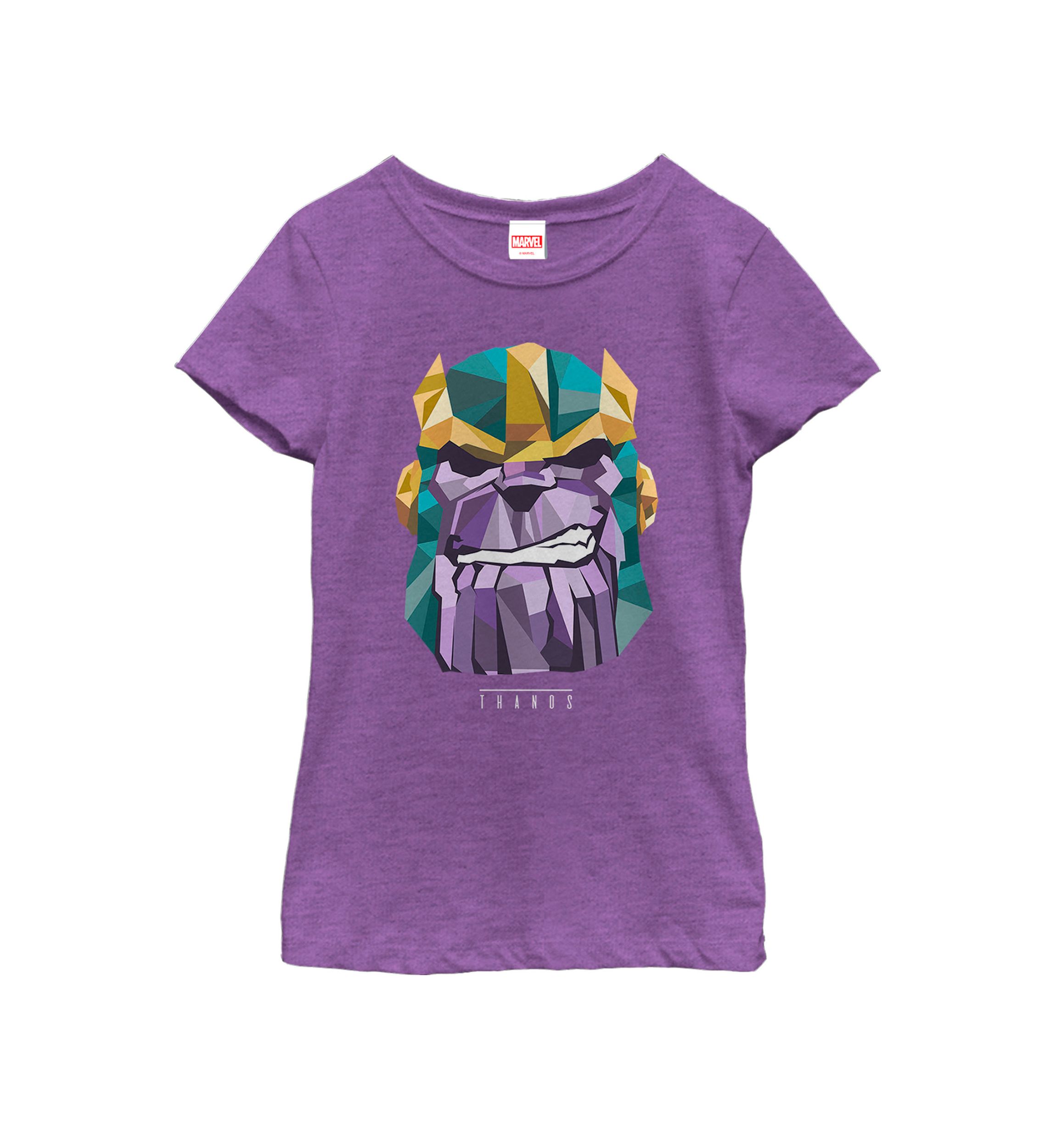 Girls Thanos Low Poly Geometric Art Head Short Sleeve Graphic T-Shirt