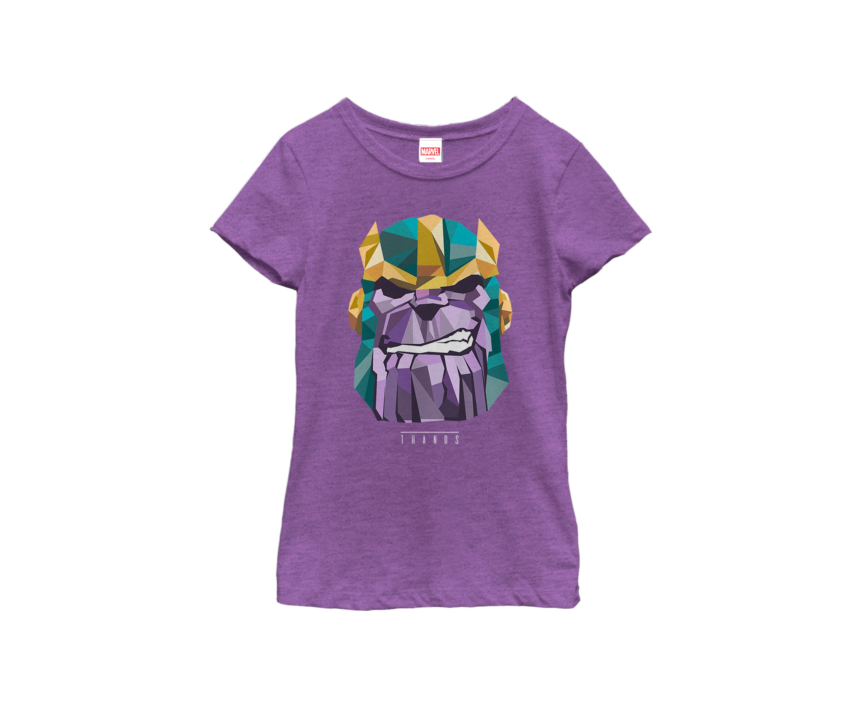 Girls Thanos Low Poly Geometric Art Head Short Sleeve Graphic T-Shirt