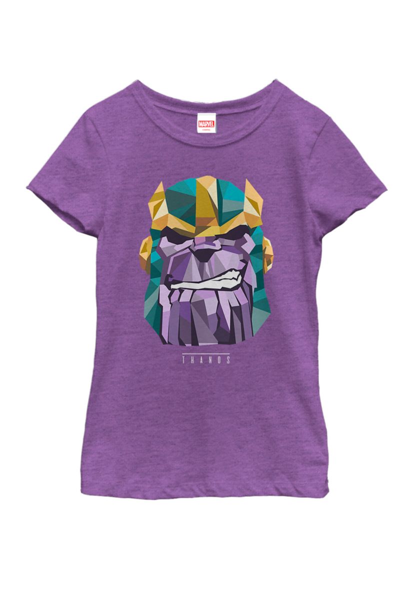 Girls Thanos Low Poly Geometric Art Head Short Sleeve Graphic T-Shirt