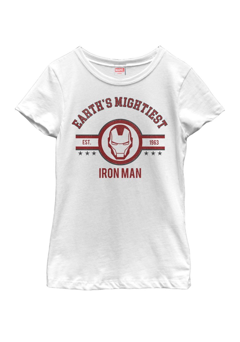 Girls 7-16 Iron Man Earths Mightiest Short Sleeve T-Shirt