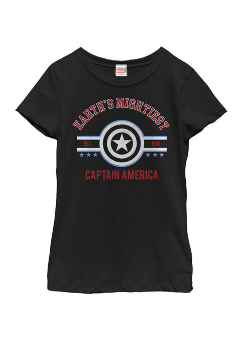 Girls Captain America Earths Mightiest Short Sleeve Graphic T-Shirt