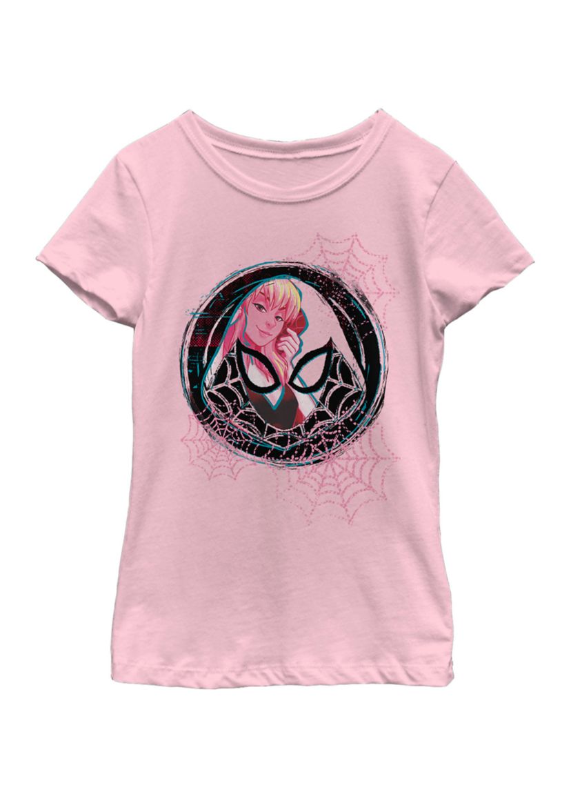 Girls Ghospider Gwen Background Badge Short Sleeve Graphic T-Shirt