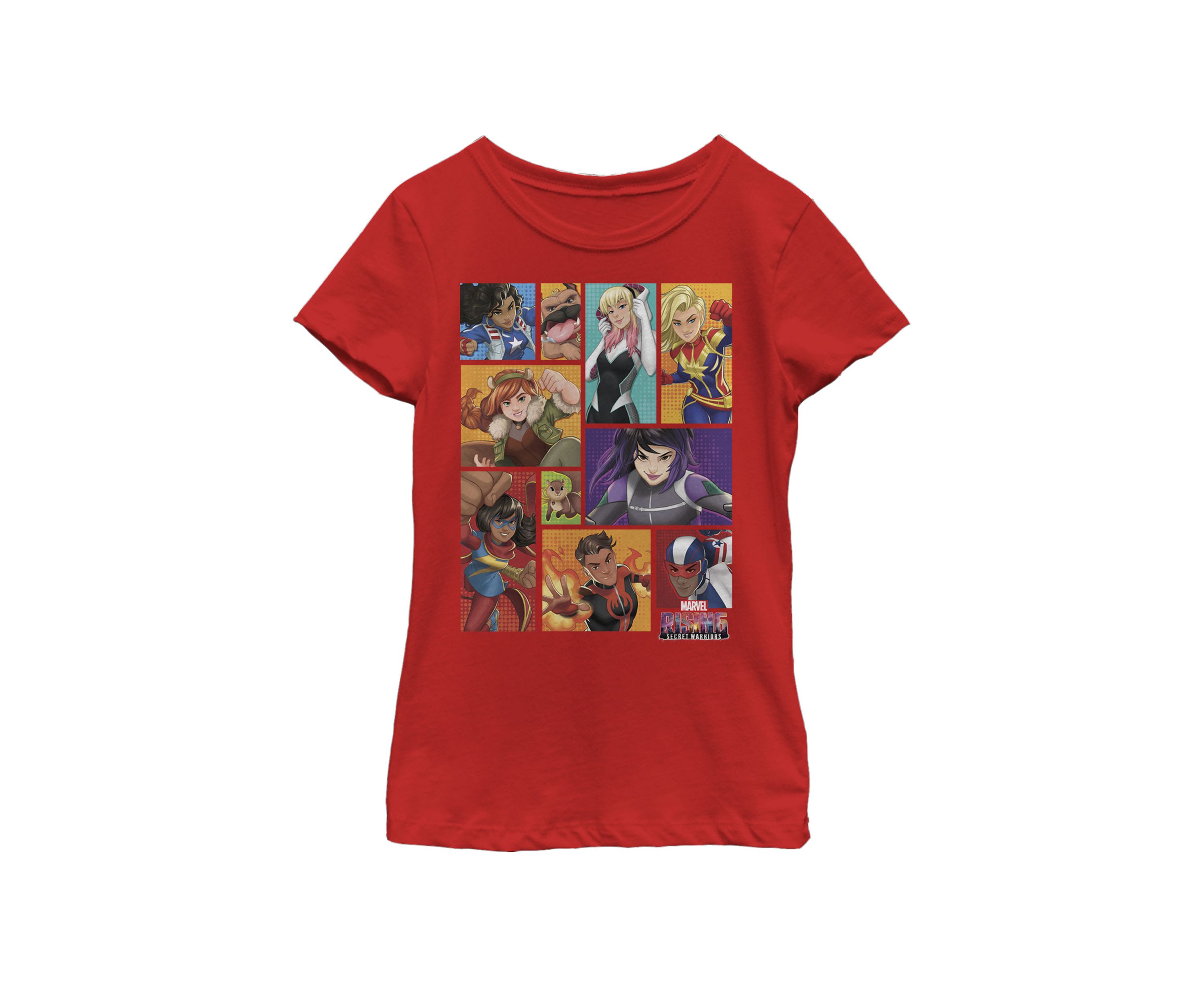 Girls 7-16 Secret Warriors Boxed Up Group Shot Short Sleeve Graphic T-Shirt