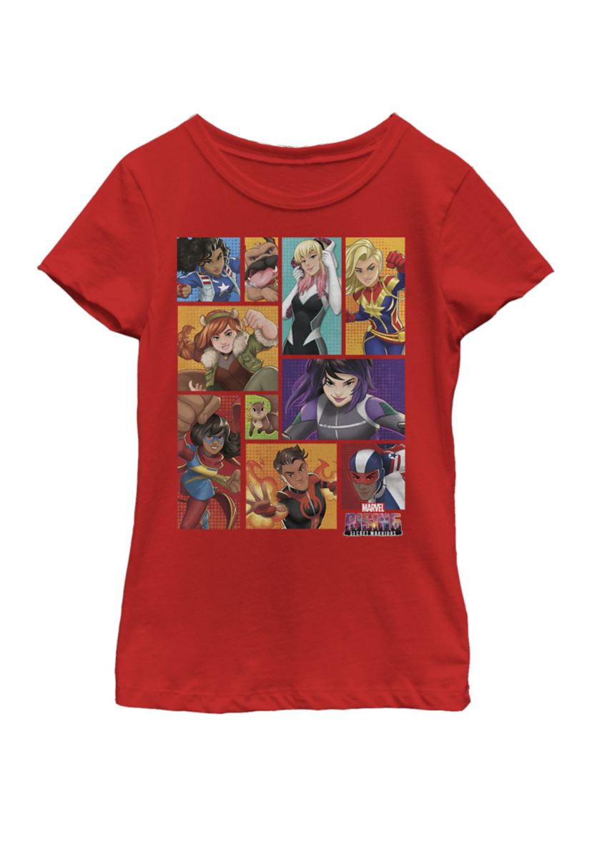 Girls 7-16 Secret Warriors Boxed Up Group Shot Short Sleeve Graphic T-Shirt