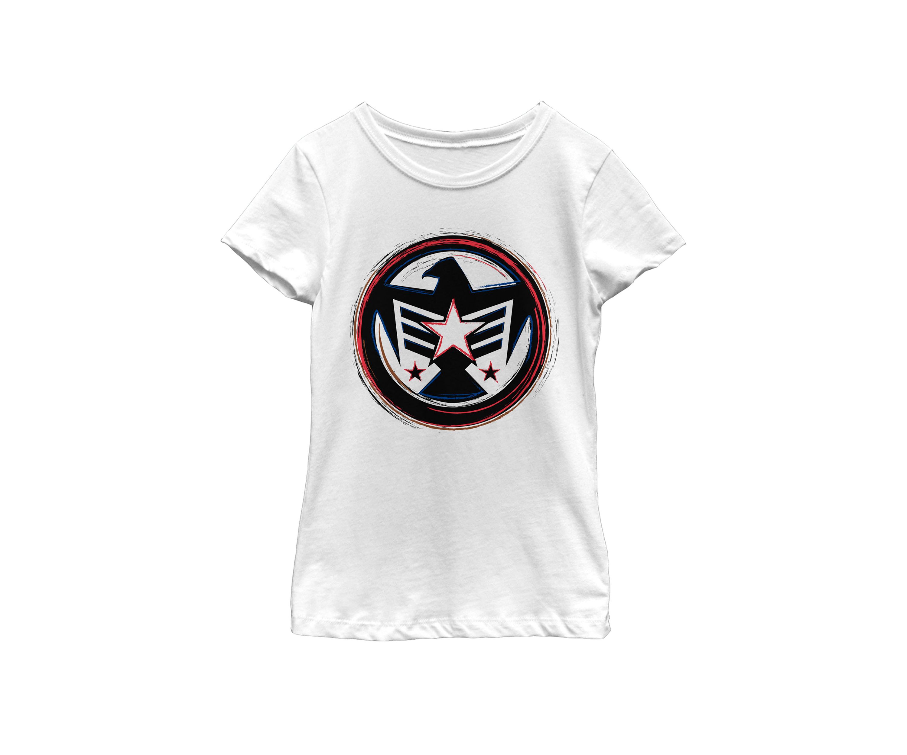 Girls Falcon America Badge Symbol Short Sleeve Graphic T-Shirt