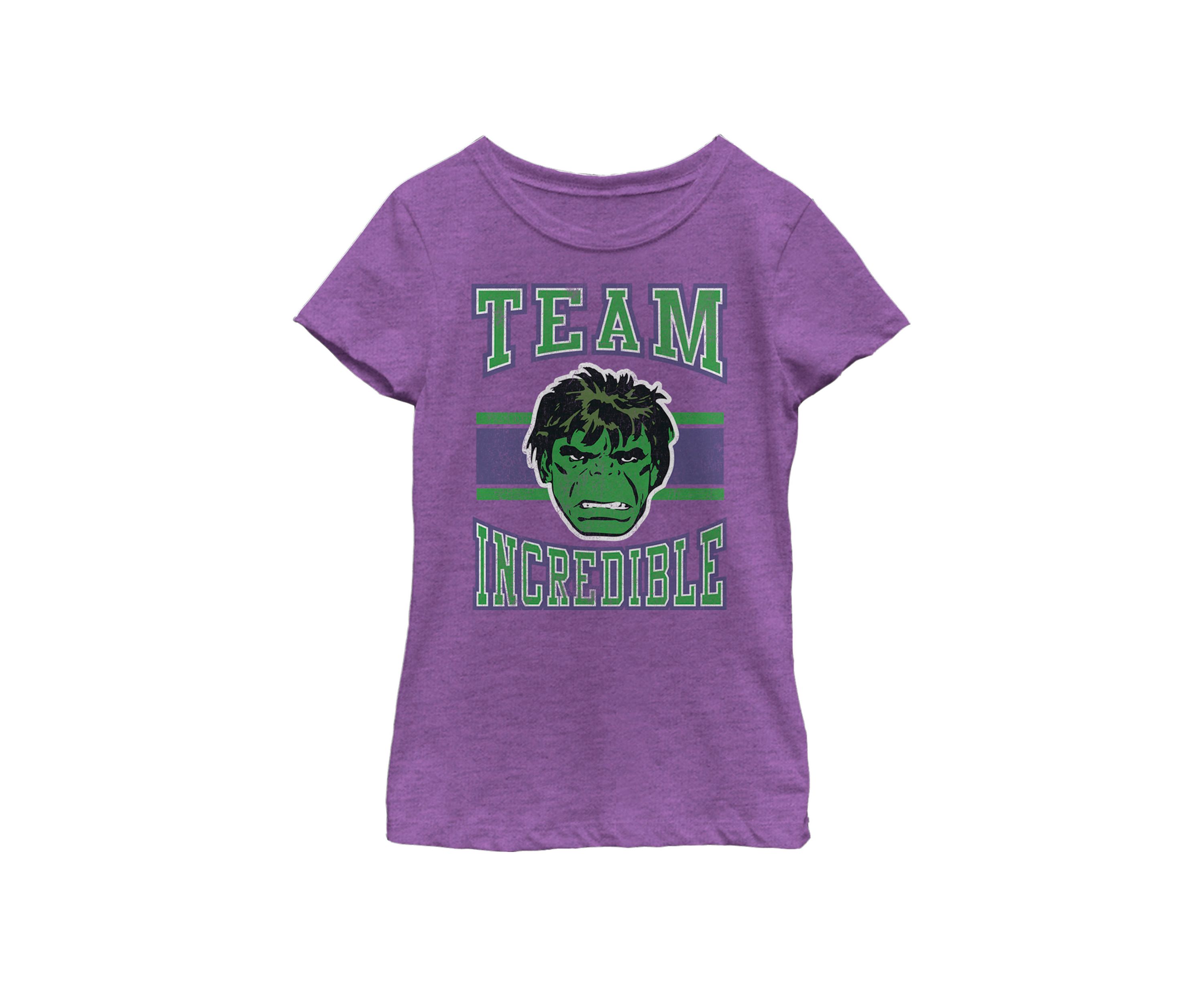 Girls Classic Team Incredible Hulk Short Sleeve Graphic T-Shirt