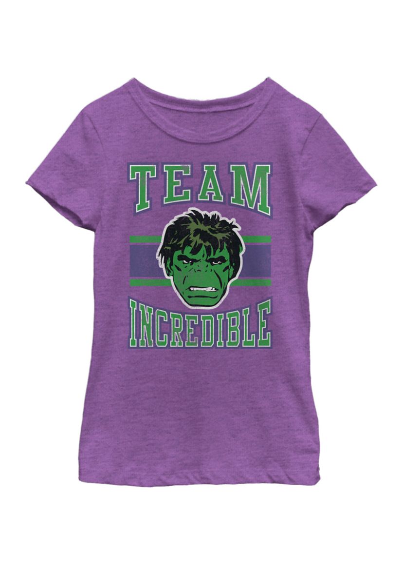 Girls Classic Team Incredible Hulk Short Sleeve Graphic T-Shirt
