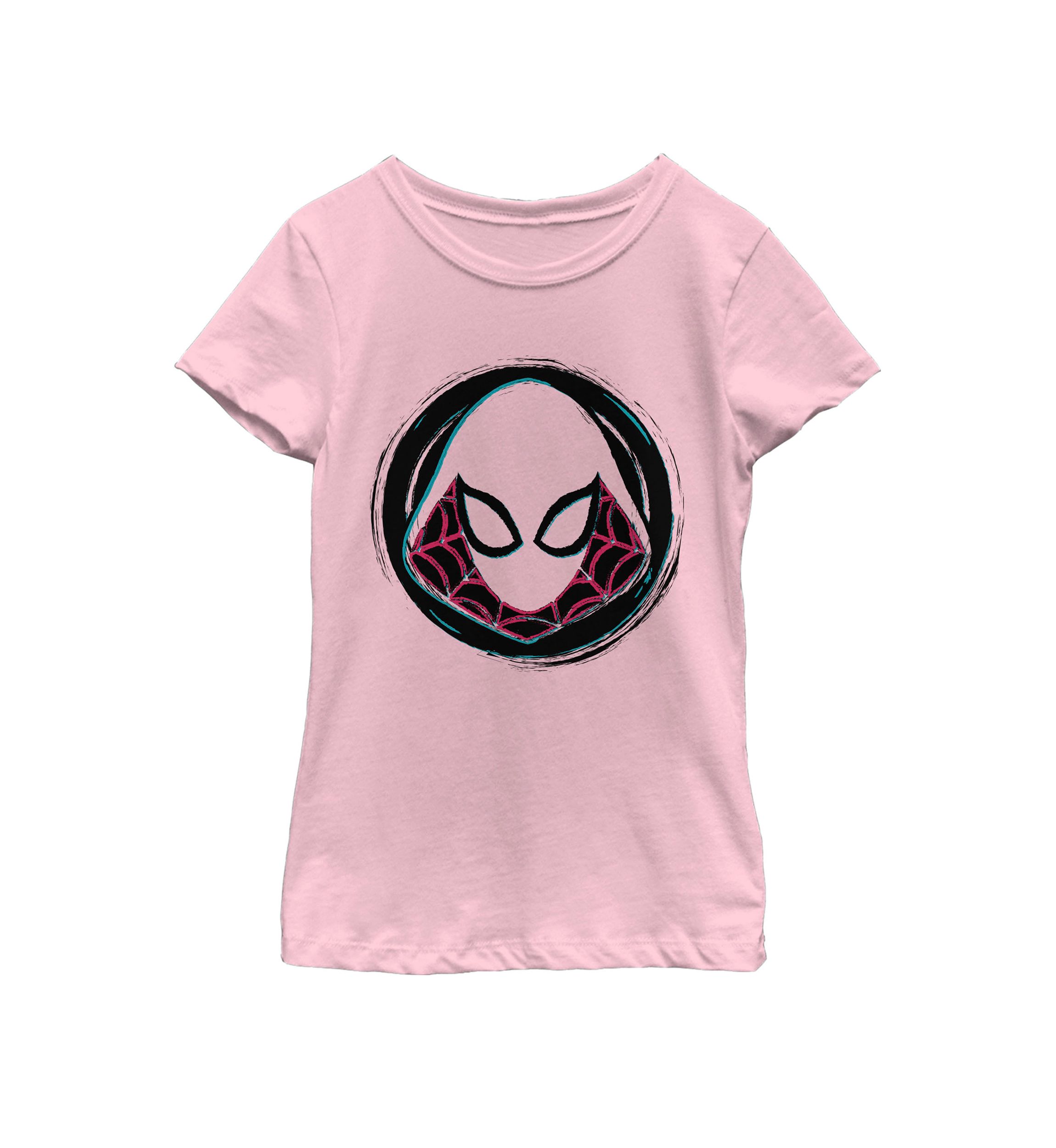 Girls Spider-Gwen Face Symbol Badge Short Sleeve Graphic T-Shirt