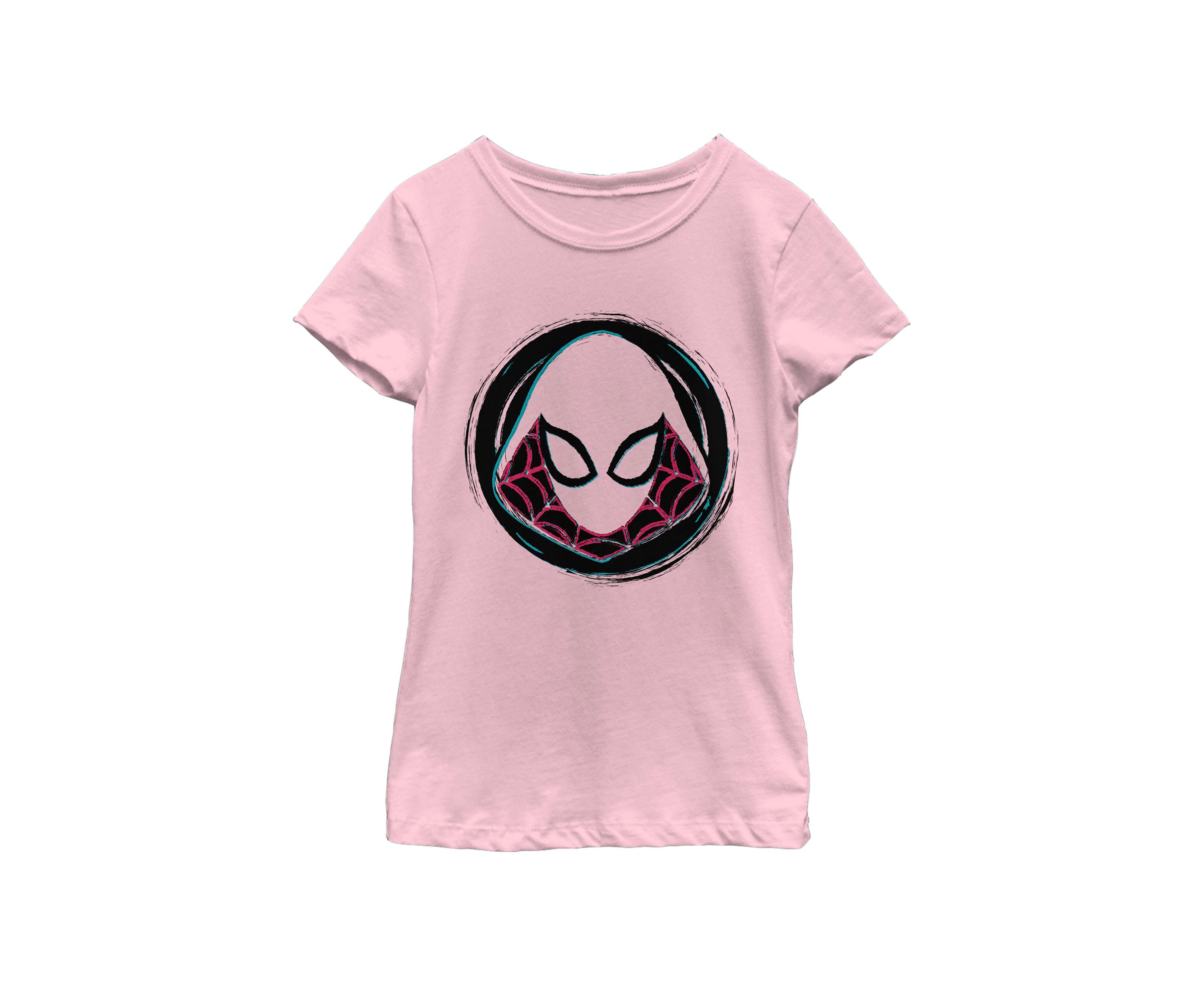 Girls Spider-Gwen Face Symbol Badge Short Sleeve Graphic T-Shirt