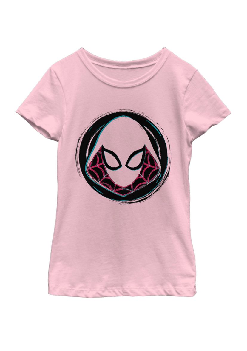 Girls Spider-Gwen Face Symbol Badge Short Sleeve Graphic T-Shirt