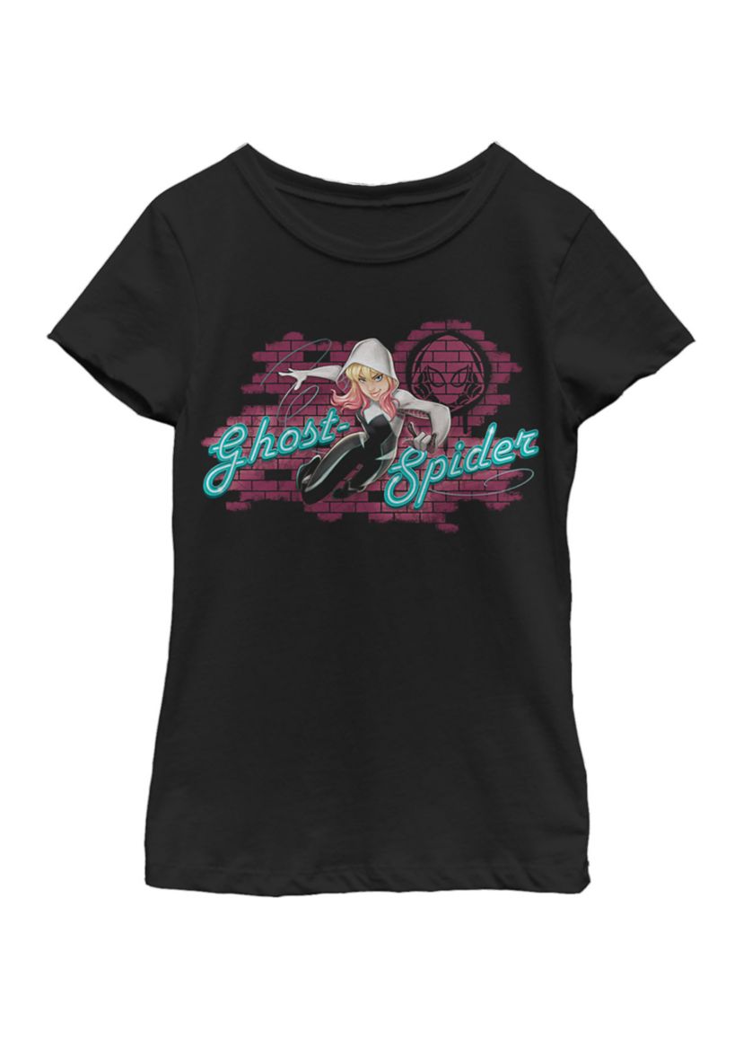Girls Ghospider Action Pose Brick Wall Short Sleeve Graphic T-Shirt