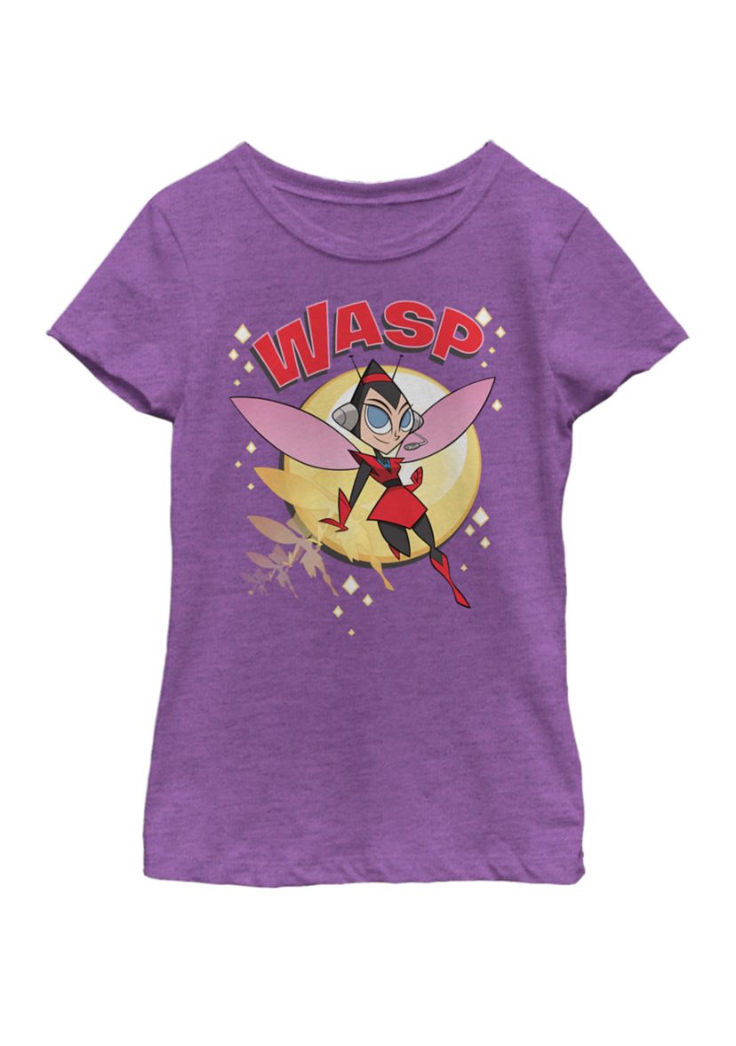 Girls 7-16 Wasp Retro Pop Size Up Silhouette Logo Portrait Short Sleeve Graphic T-Shirt