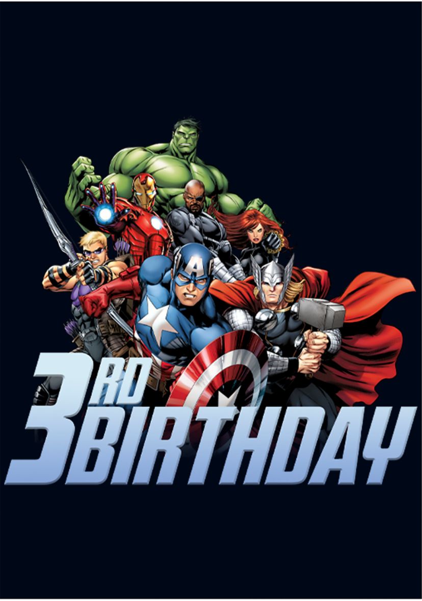 Girls 46x Marvel Avengers 3rd Birthday Graphic Top