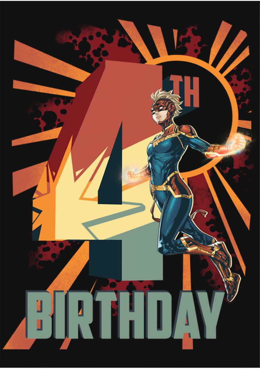 Girls 46x Marvel Cap Marv 4th Bday Graphic Top