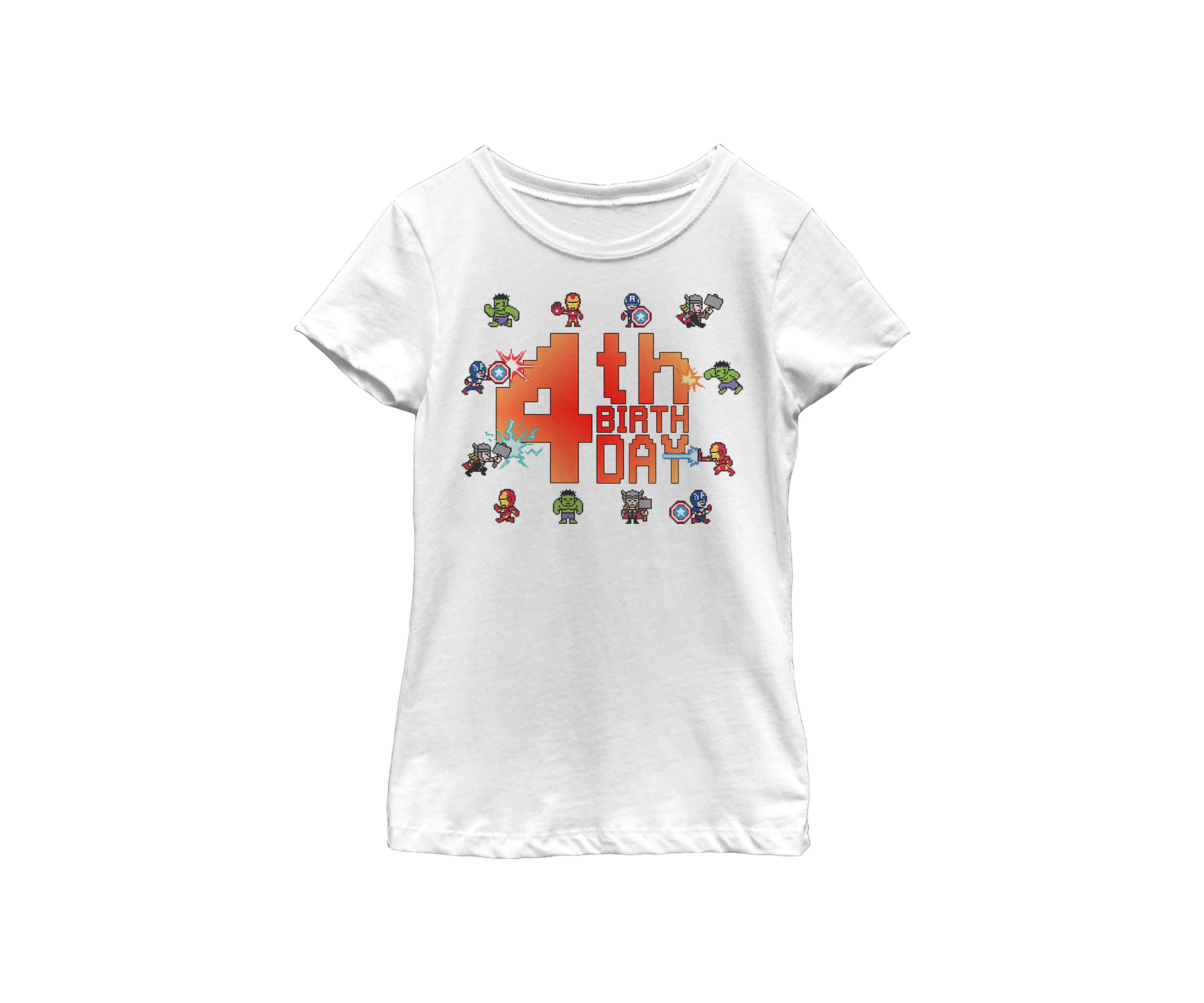 Girls 46x Marvel Pixel 4th Birthday Graphic Top