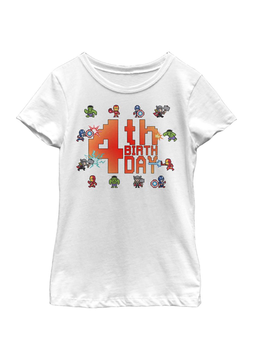 Girls 46x Marvel Pixel 4th Birthday Graphic Top