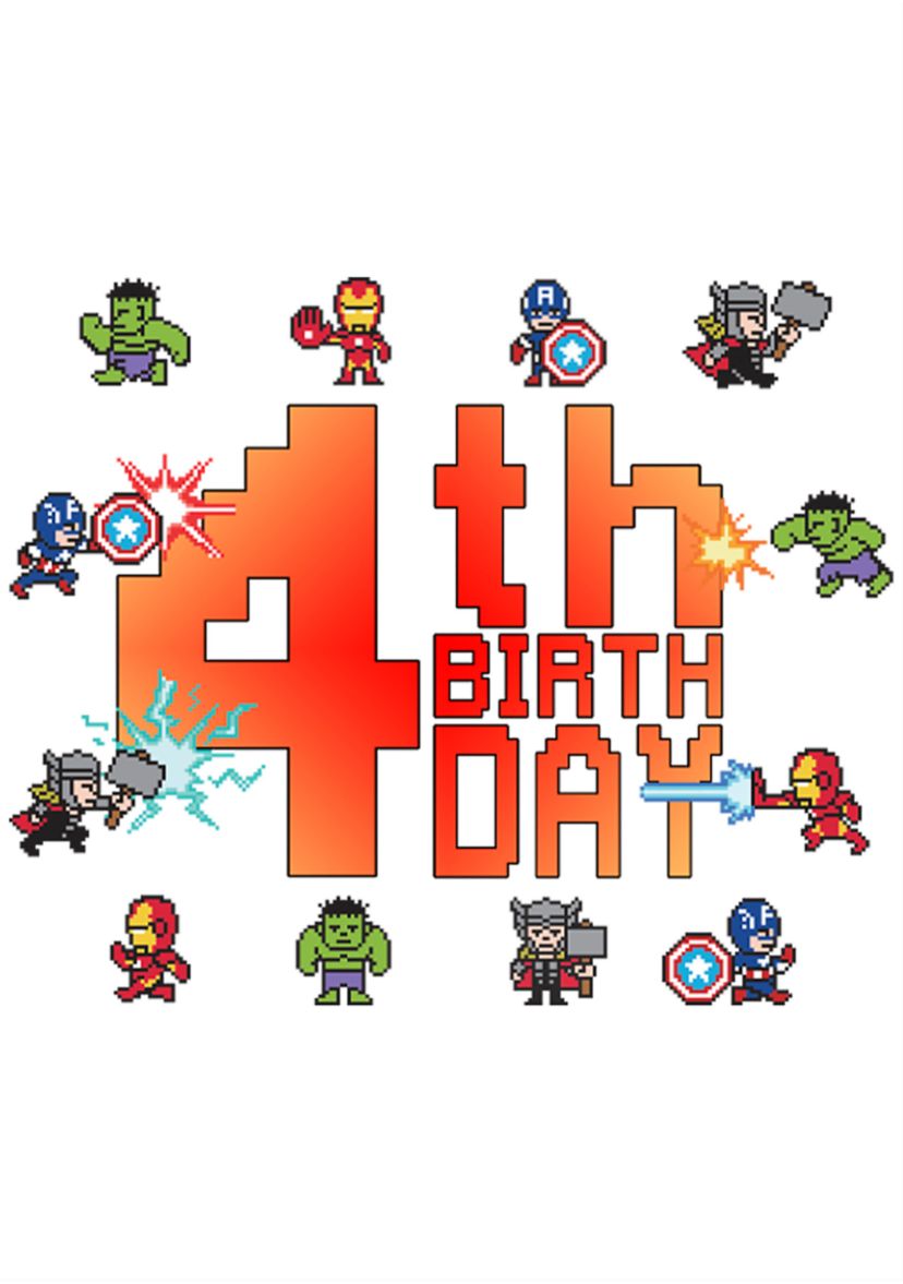 Girls 46x Marvel Pixel 4th Birthday Graphic Top
