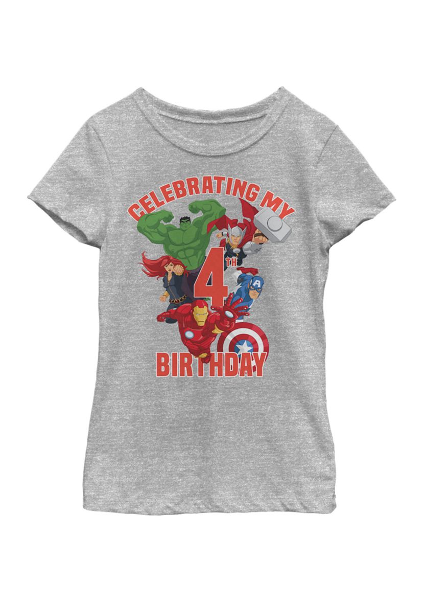 Girls 46x Marvel Heros 4th Birthday Graphic Top