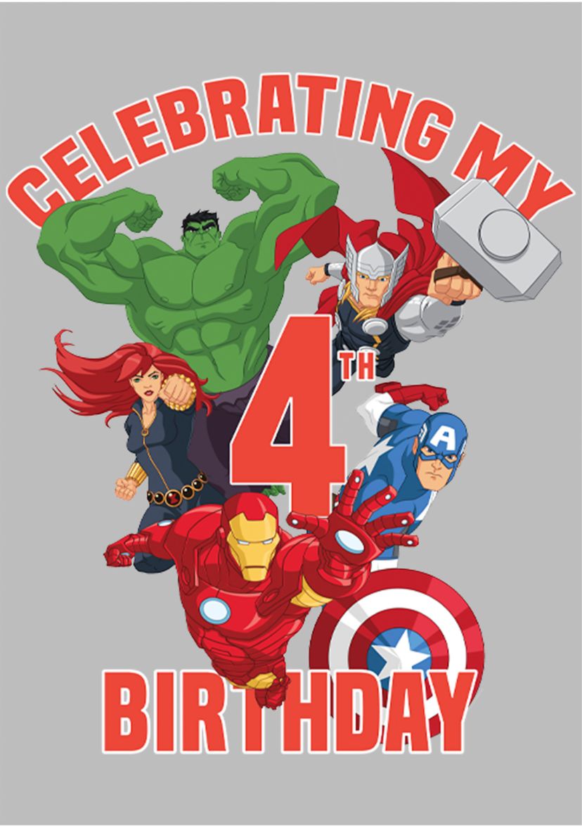 Girls 46x Marvel Heros 4th Birthday Graphic Top