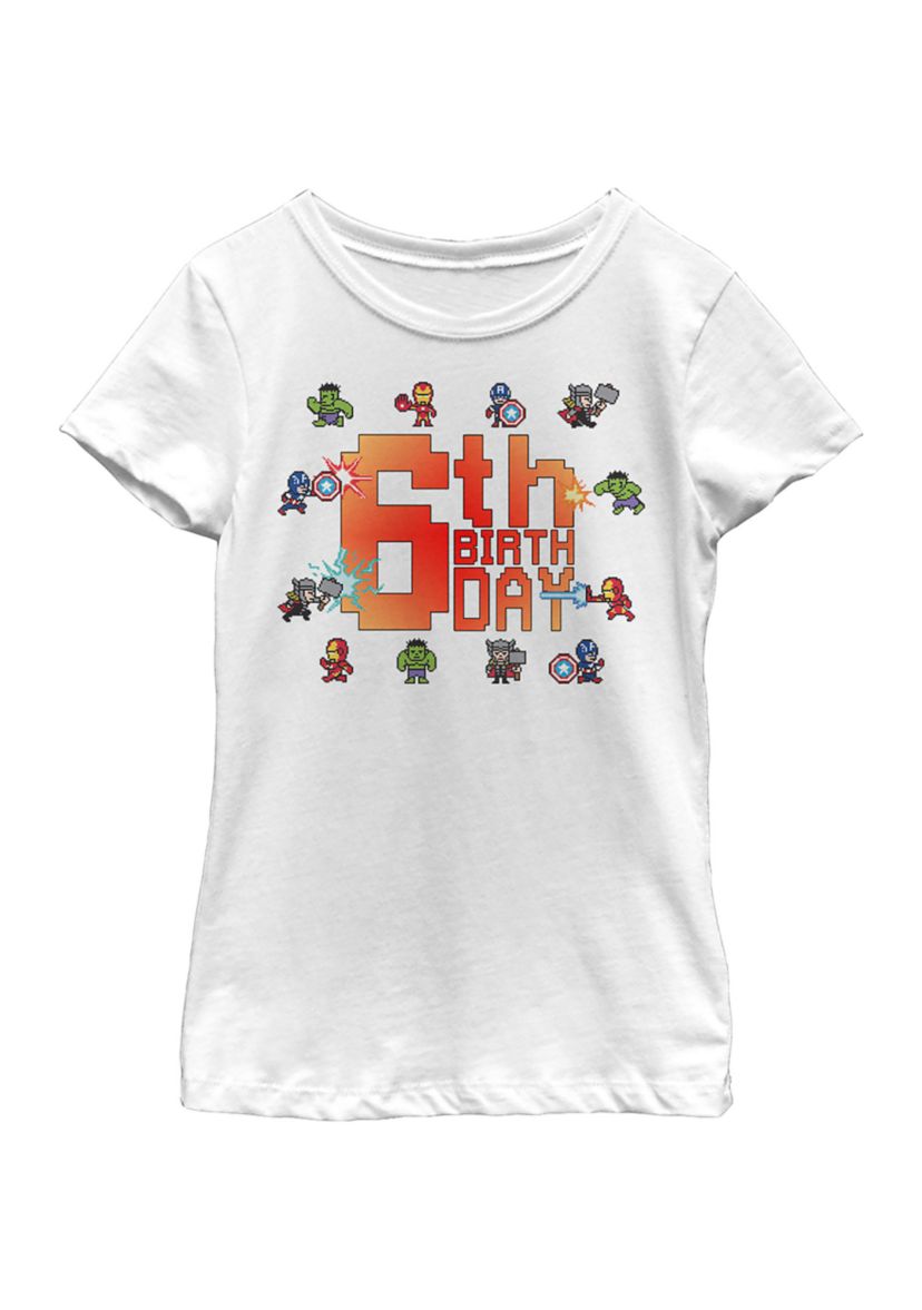 Girls 46x Marvel Pixel 6th Birthday Graphic Top