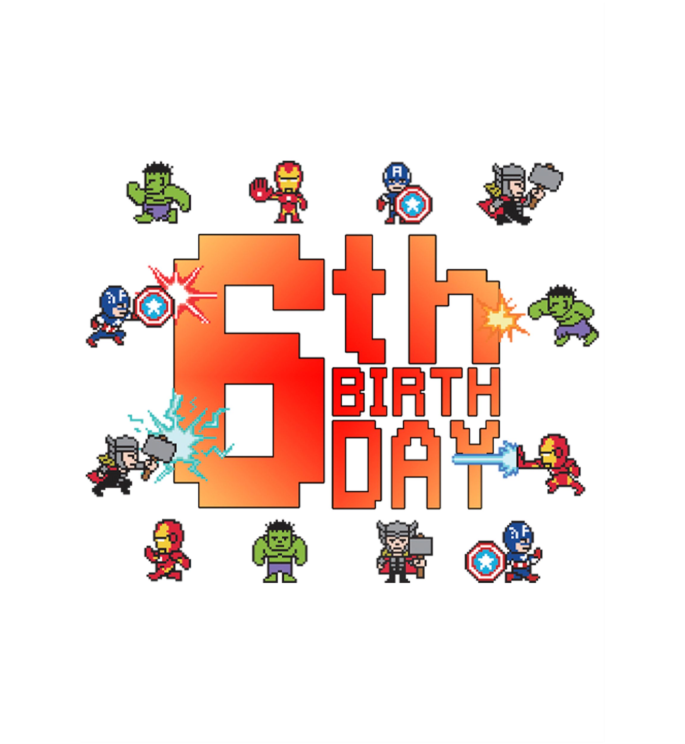 Girls 46x Marvel Pixel 6th Birthday Graphic Top