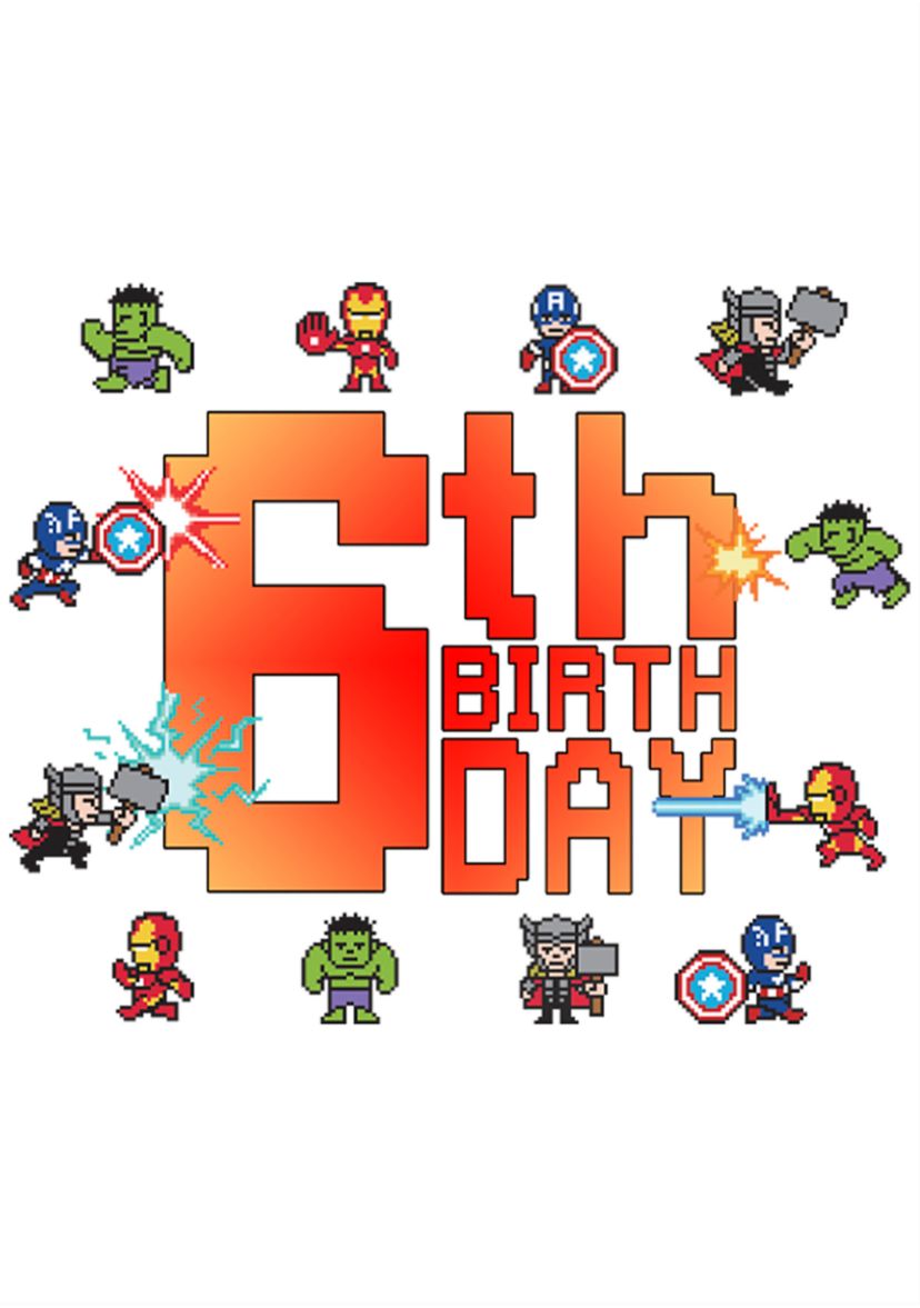 Girls 46x Marvel Pixel 6th Birthday Graphic Top
