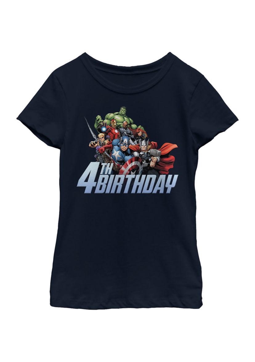 Girls 46x Marvel Avengers 4th Birthday Graphic Top
