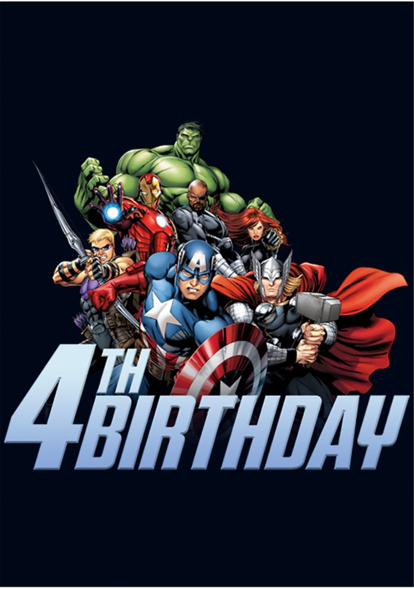 Girls 46x Marvel Avengers 4th Birthday Graphic Top