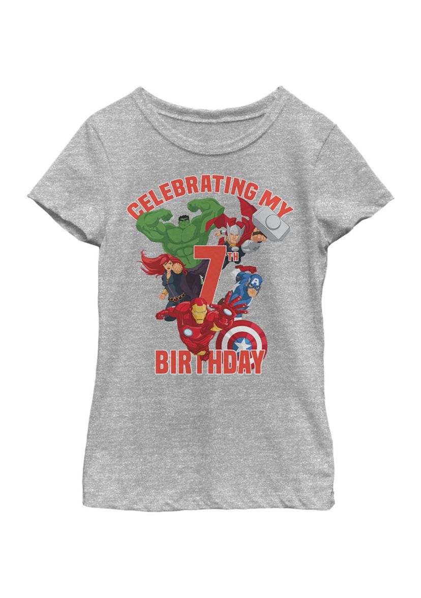 Girls 46x Marvel Heros 7th Birthday Graphic Top