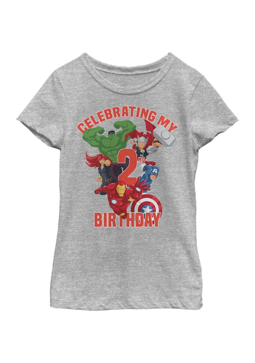 Girls 46x Marvel Heros 2nd Birthday Graphic Top