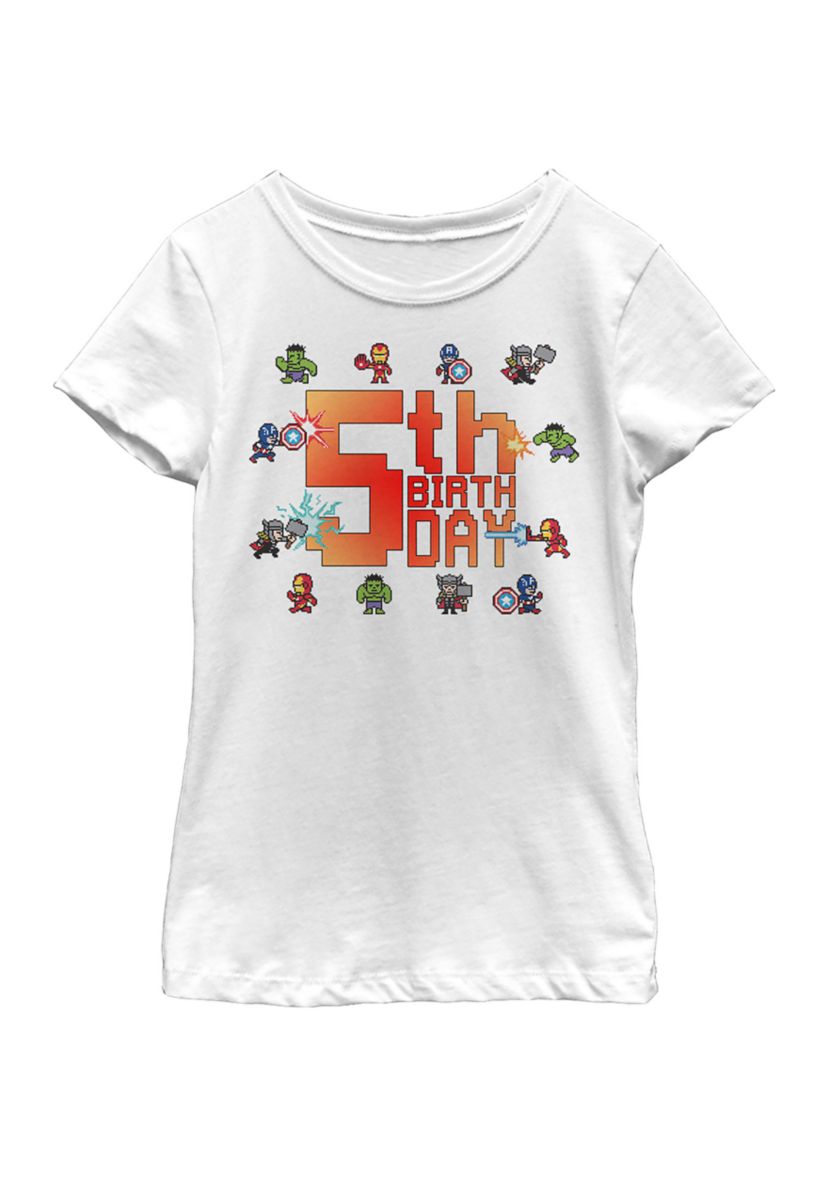 Girls 46x Marvel Pixel 5th Birthday Graphic Top