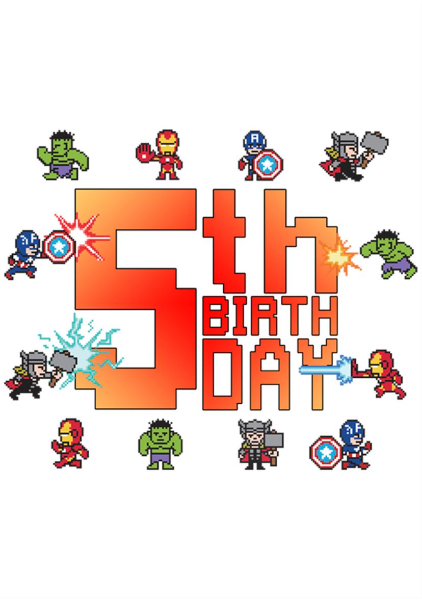 Girls 46x Marvel Pixel 5th Birthday Graphic Top