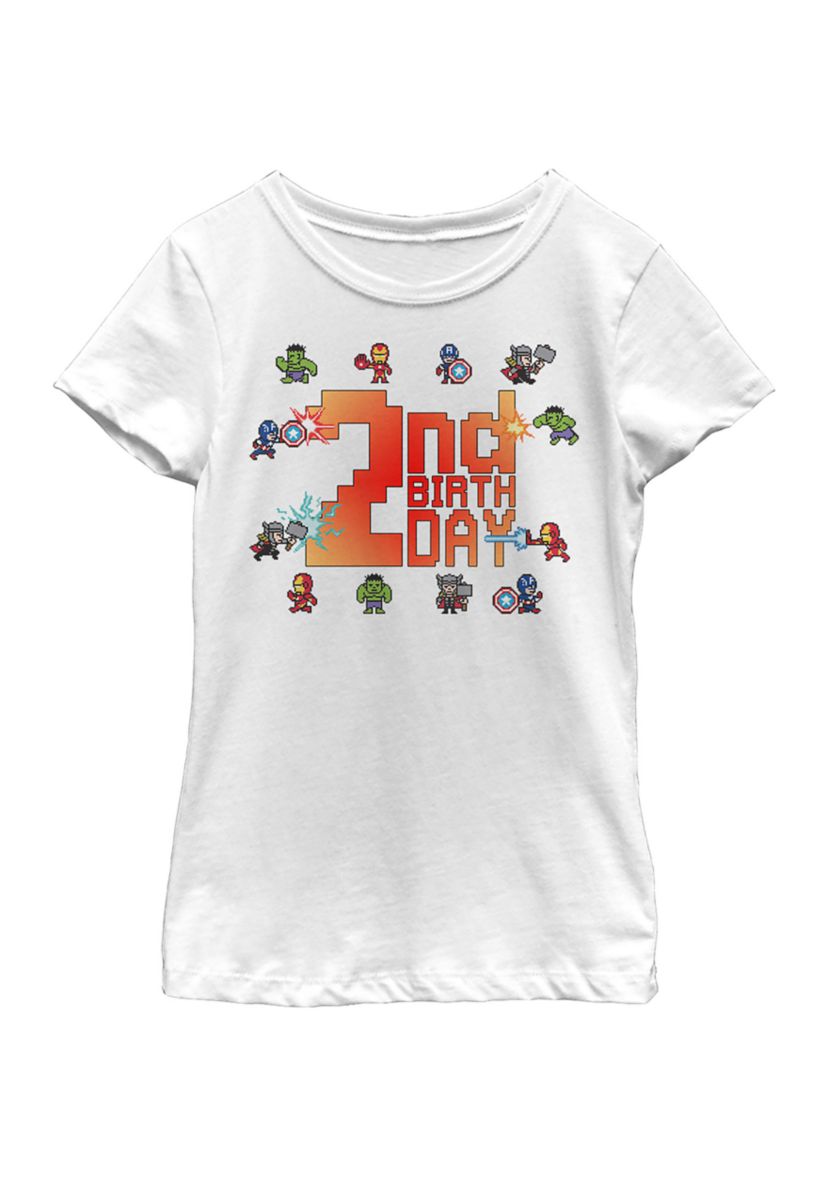 Girls 46x Marvel Pixel 2nd Birthday Graphic Top