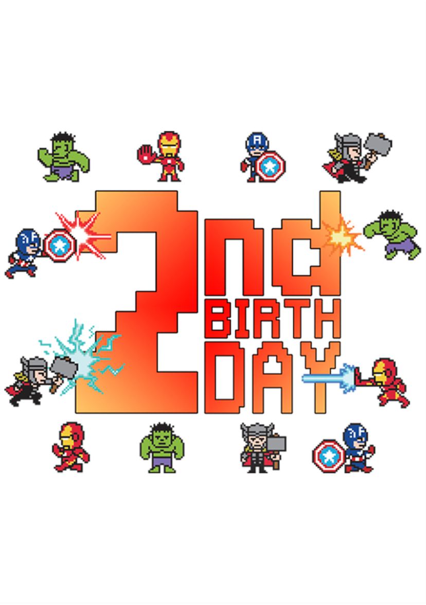 Girls 46x Marvel Pixel 2nd Birthday Graphic Top