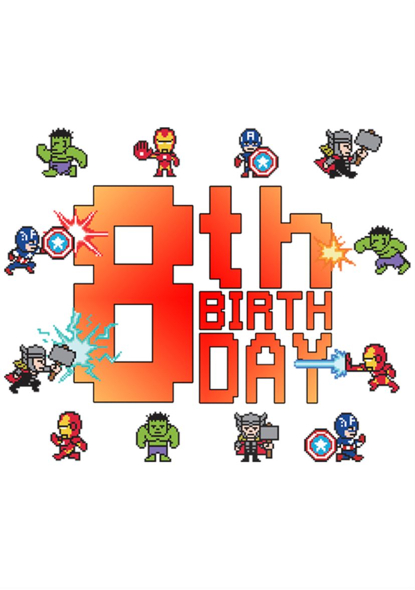 Girls 46x Marvel Pixel 8th Birthday Graphic Top