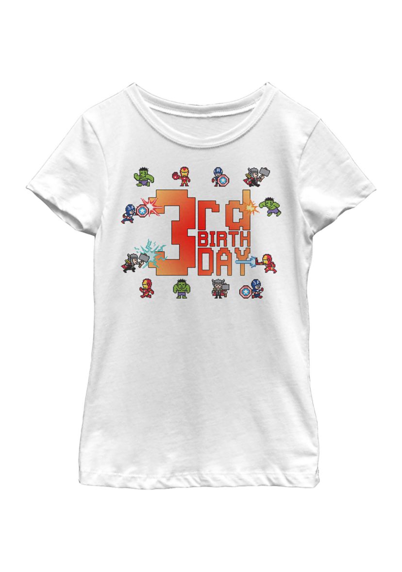Girls 46x Marvel Pixel 3rd Birthday Graphic Top