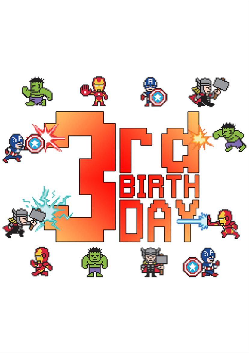 Girls 46x Marvel Pixel 3rd Birthday Graphic Top