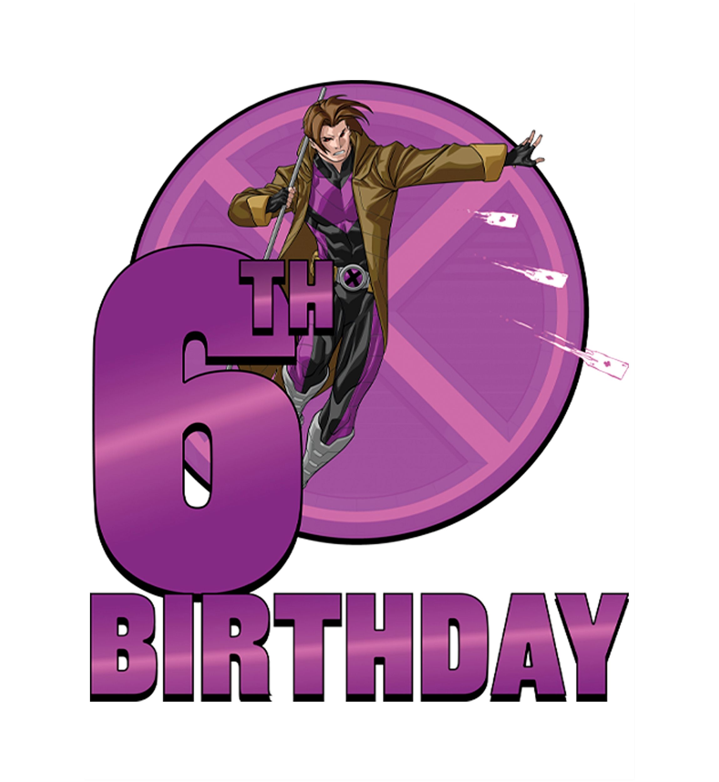 Girls 46x Marvel 6th Gambit Birthday Graphic Top