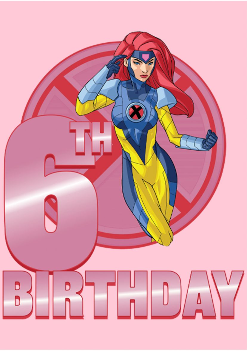 Girls 46x Marvel 6th Grey Birthday Graphic Top