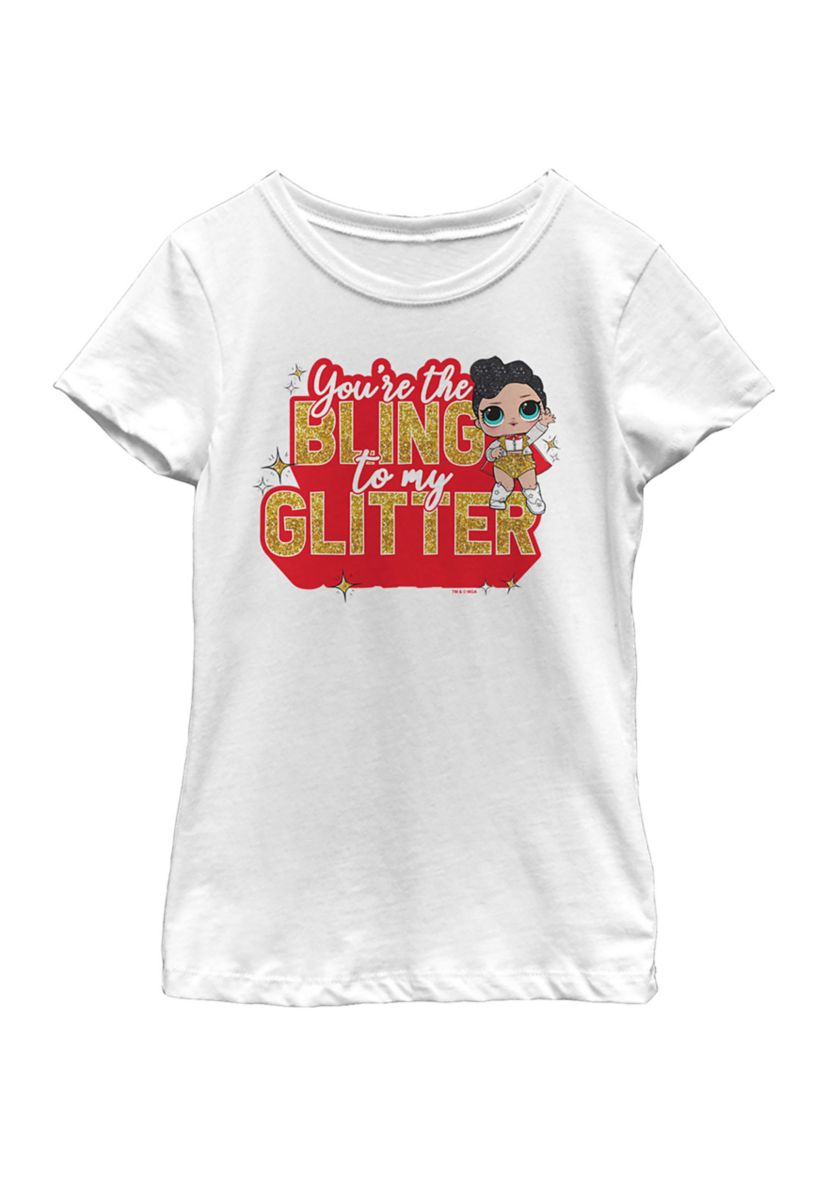 Girls 4-6x Peace Love Glitter Top