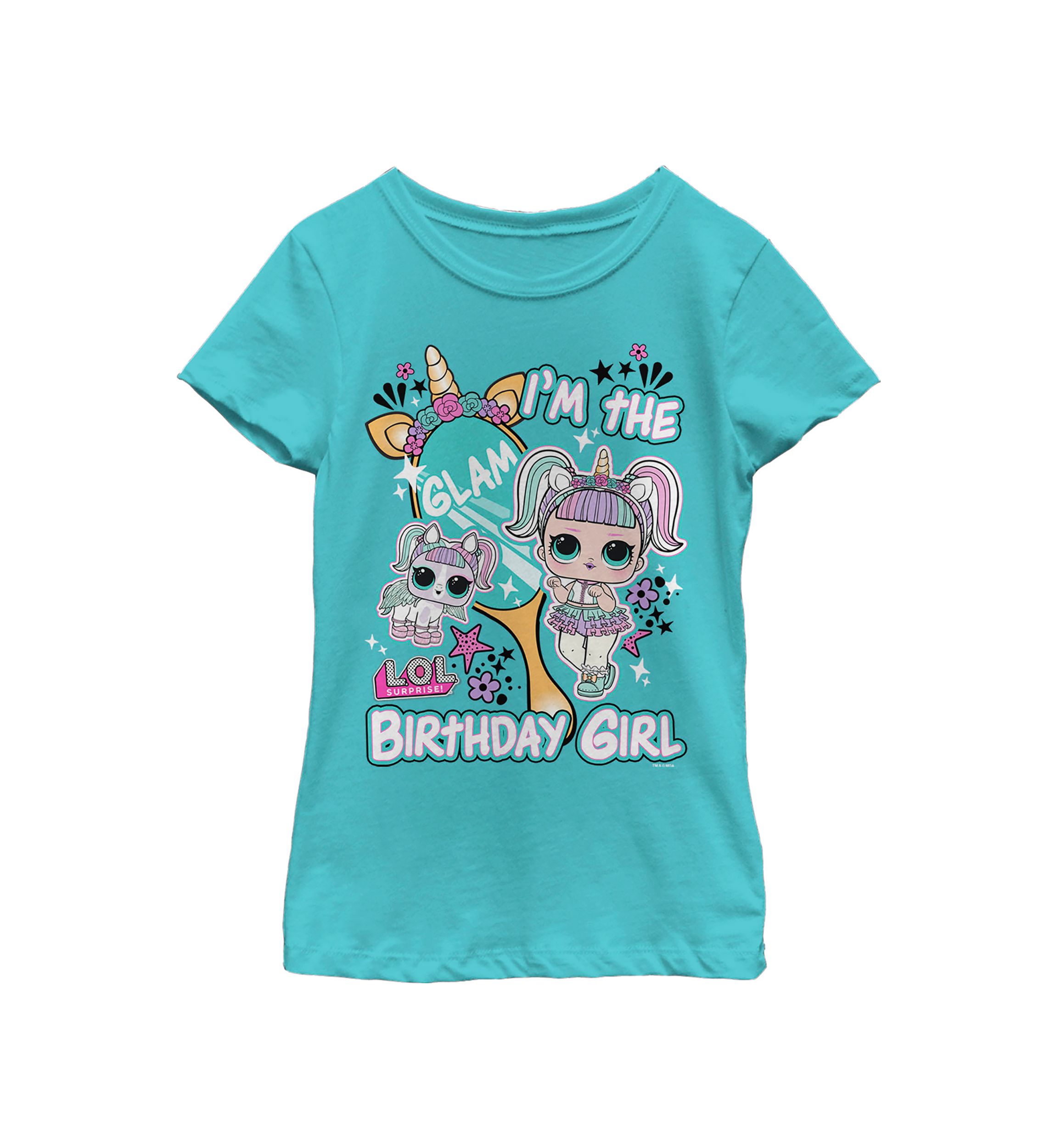 Girls 46x LOL Surprise Bday Gurl Unicorn Graphic Top