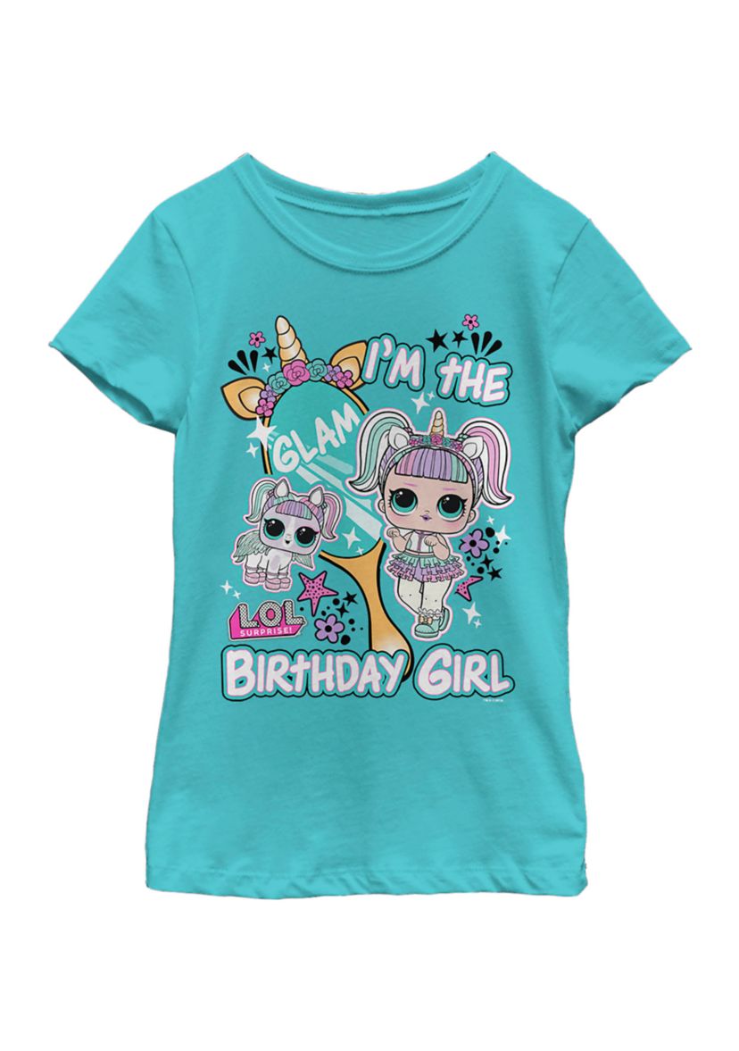 Girls 46x LOL Surprise Bday Gurl Unicorn Graphic Top