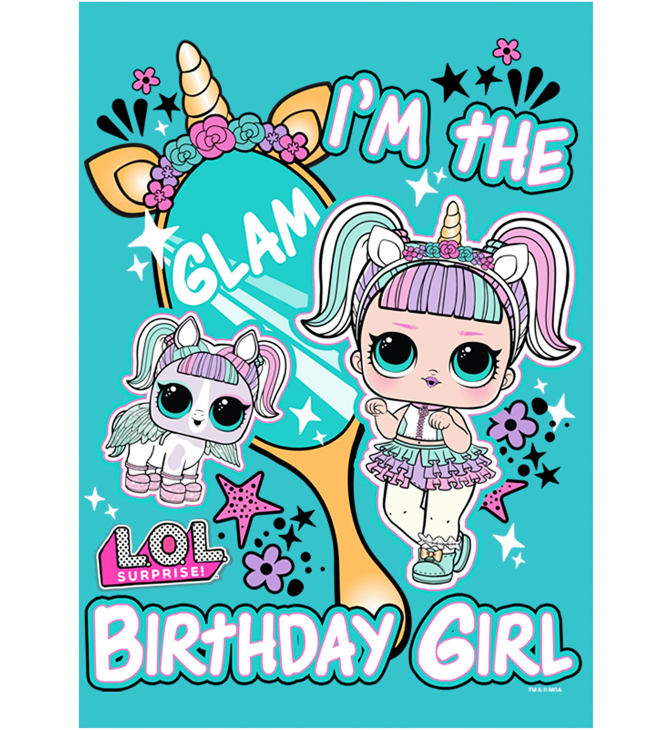 Girls 46x LOL Surprise Bday Gurl Unicorn Graphic Top