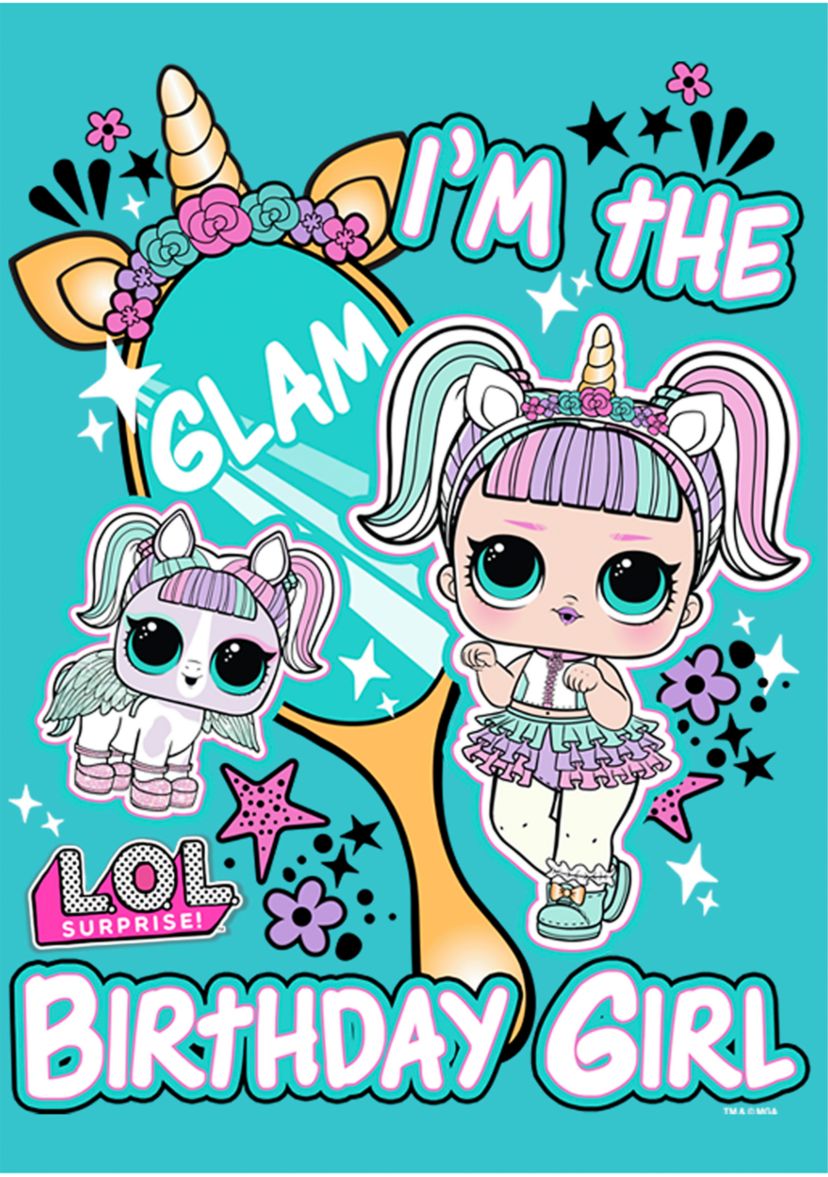 Girls 46x LOL Surprise Bday Gurl Unicorn Graphic Top