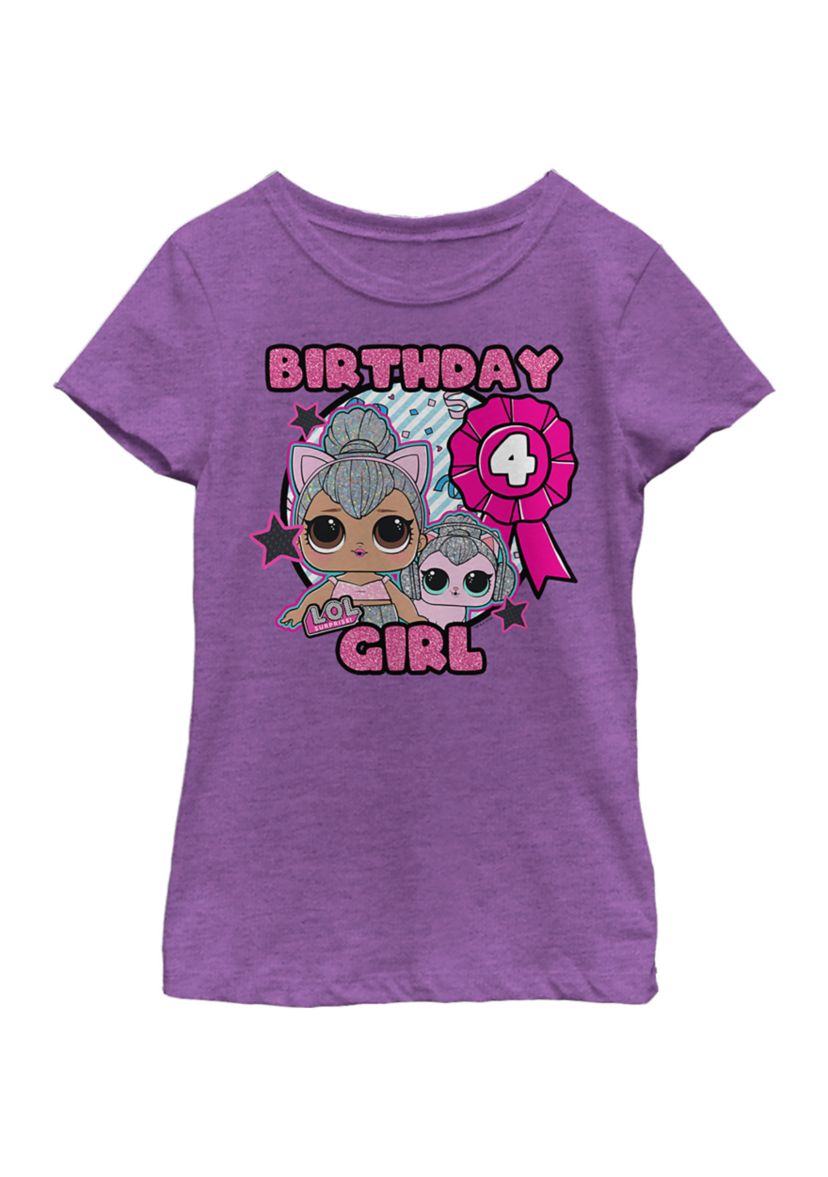 Girls 4-6x Birthday Girl 4 Graphic T-Shirt